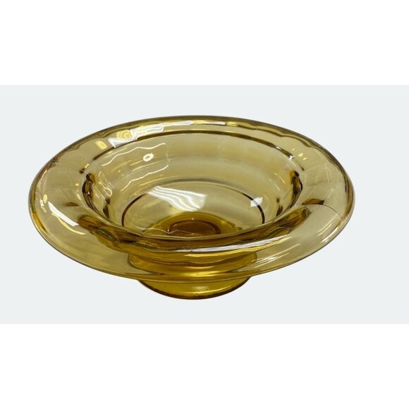 Vintage Amber Glass Compote Bowl / Dish With Elegant Pedestal Base For Home Deco - Picture 2 of 5